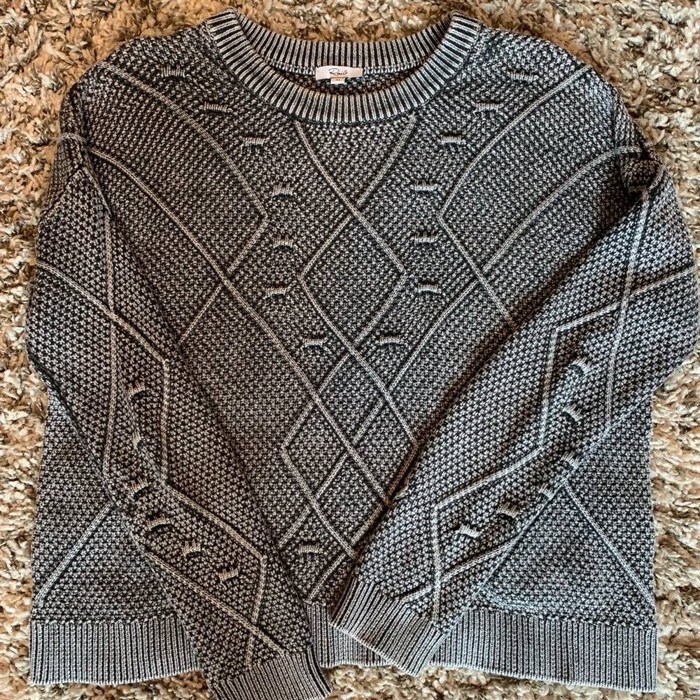 Rails Grey/Black Cable Knit Sweater